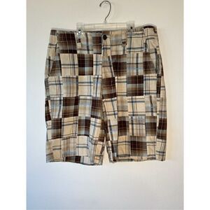 U.S. Vintage men’s cotton brown plaid shorts size Large #29-1208